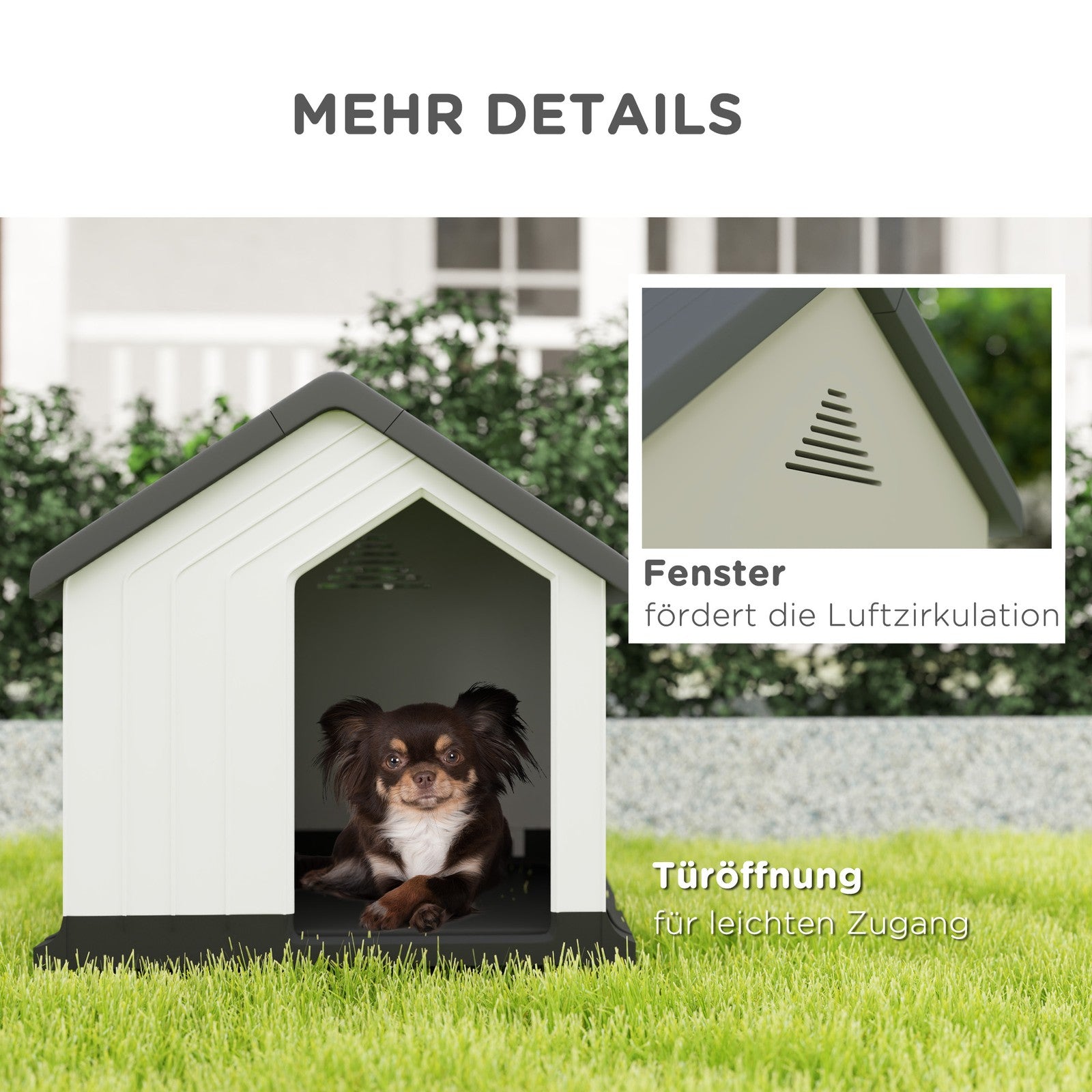 Pawhut Hundehütte Outdoor Hundehaus Mit Asphaltdach, Fenster, Grau