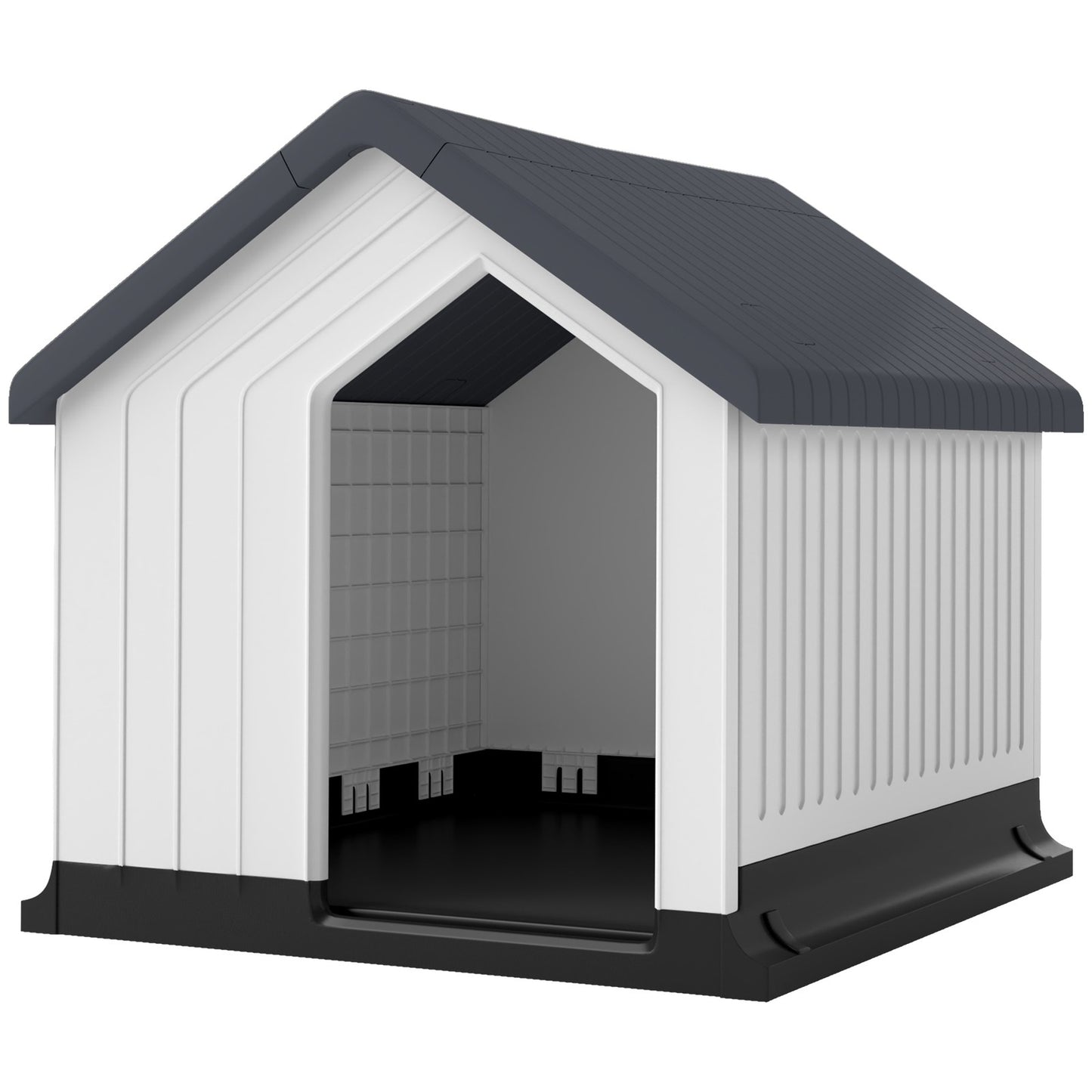 Pawhut Hundehütte Outdoor Hundehaus Mit Asphaltdach, Fenster, Grau