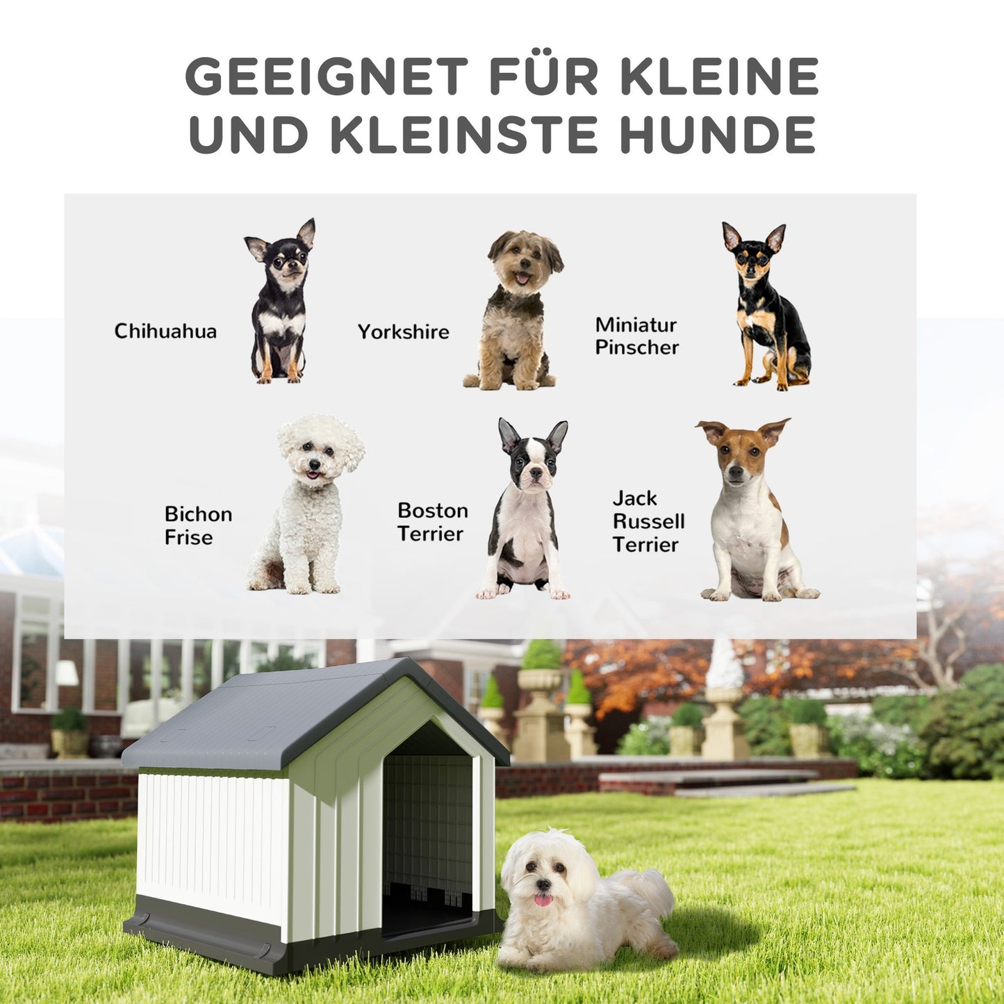 Pawhut Hundehütte Outdoor Hundehaus Mit Asphaltdach, Fenster, Grau