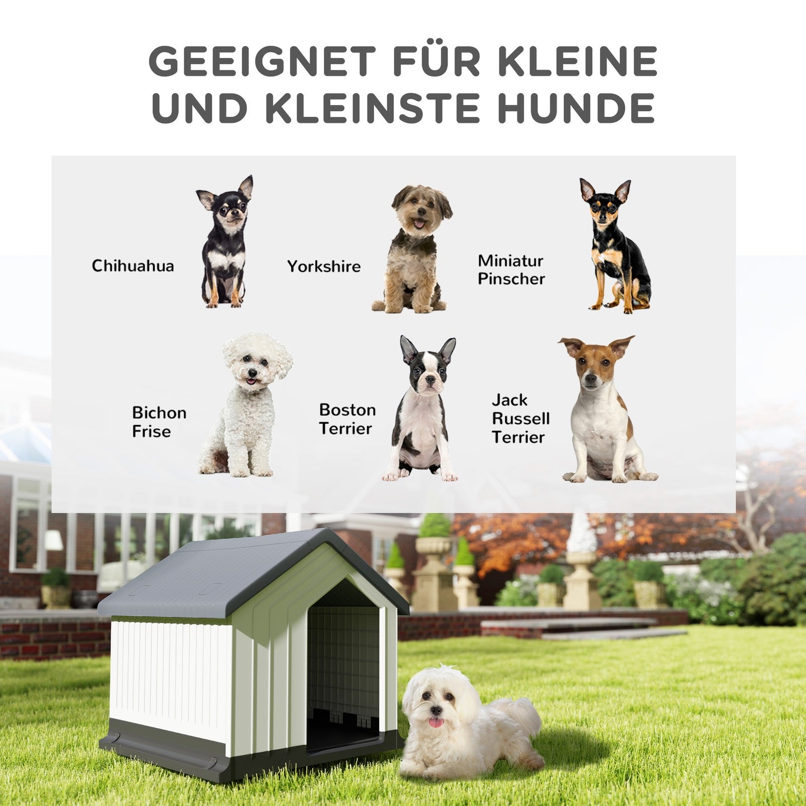 Pawhut Hundehütte Outdoor Hundehaus Mit Asphaltdach, Fenster, Grau